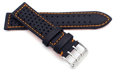 Sulla watchstrap Waterproof  Leather 20mm, 22mm, 24mm - orange / yellow Seam