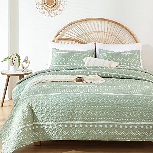 JANZAA Quilt Set Boho Quilt Set Sage Green Bedspreads  Assorted Colors , Sizes 