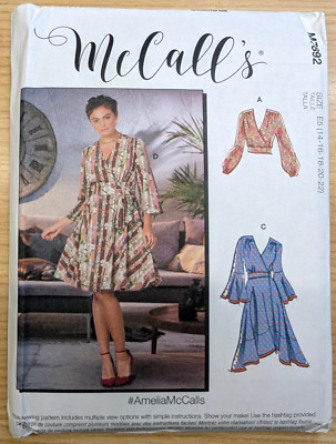 McCall's M7892 Sz E5 14-22 Misses Wrap Front Top & Dress w Variations EASY Uncut