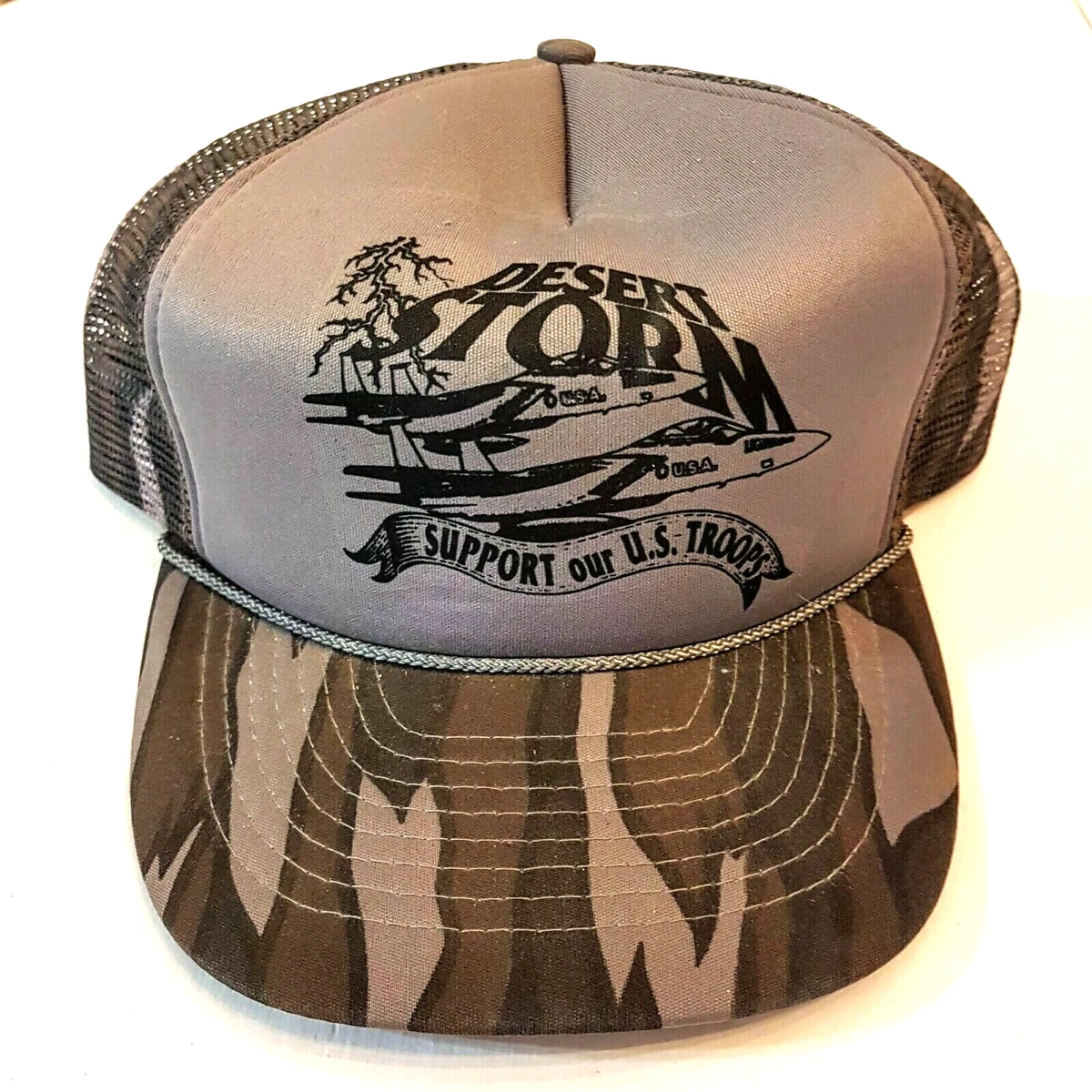 Desert Storm BASEBALL CAP San Sun VTG Snap Back Trucker Hat Support Our Troops