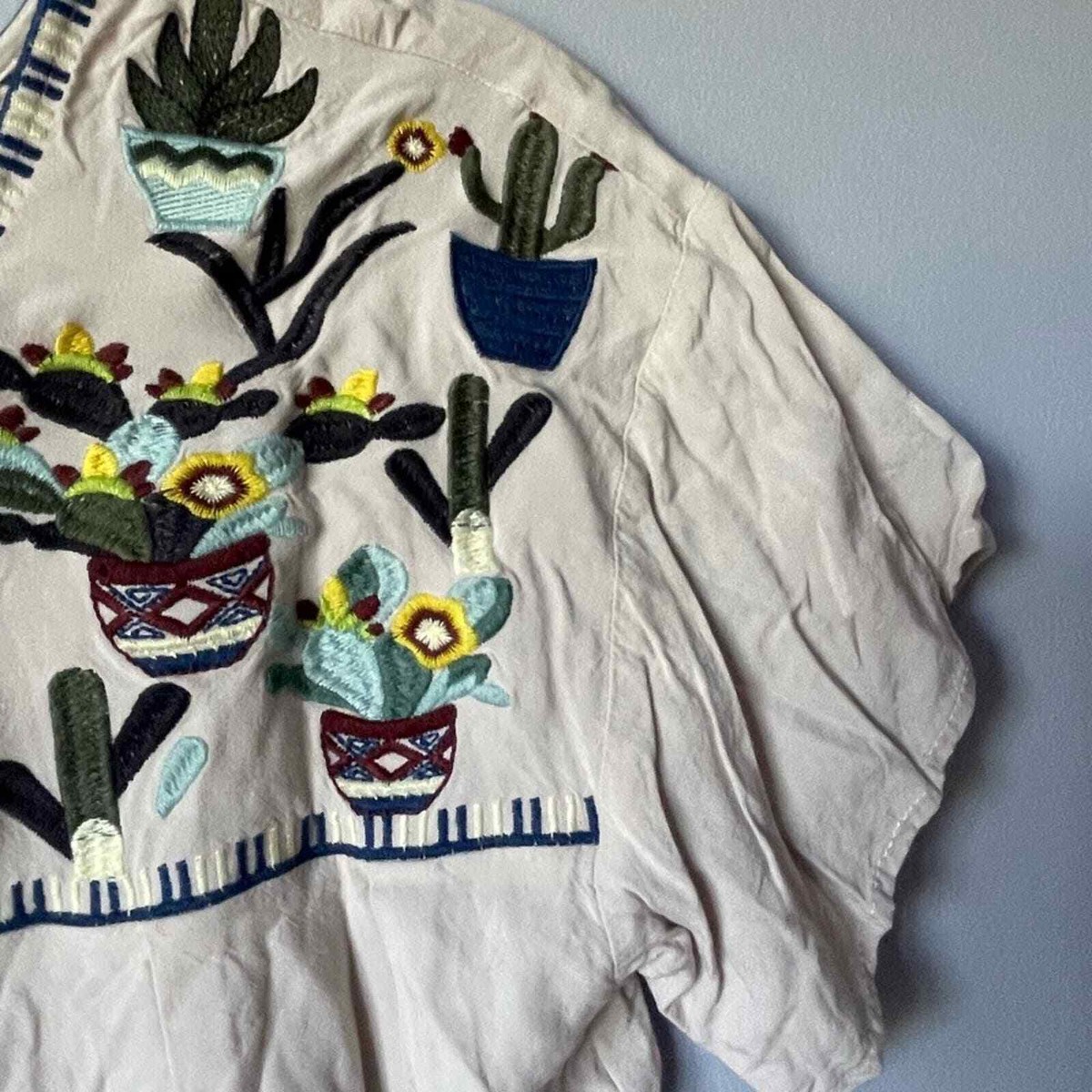 Layerz Clothing Women's Carly cactus top embroidered front s View 4