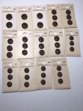 14 Cards (39) Vintage But New Brown Button Assortment By Streamline