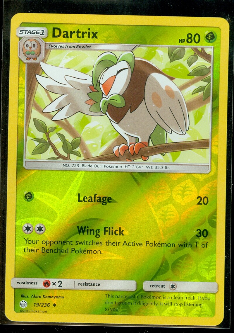 Pokemon DARTRIX 19/236 Cosmic Eclipse Rev Holo - MINT