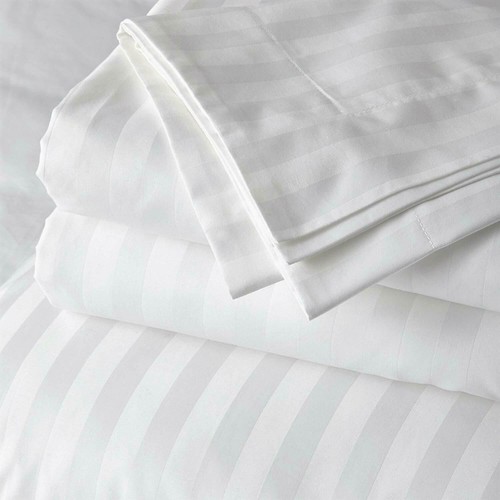 1800 Count Cotton Bamboo Feel Dobby Striped Sheet Set Deep Pockets 4 Piece Set - Picture 4 of 19