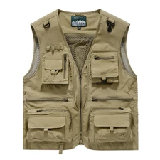 Mens Vest Waistcoat Utility Multi-Pocket Fishing Vest Sports Workwear Fisherman