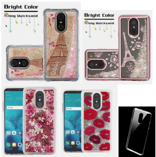 Für LG Stylo 4/Stylo 4 Plus Pink Rot Klar Roségold Treibsand Flüssig HÜLLE COVER - Bild 1 von 7