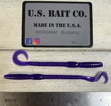4” Finesse Curl Tail Worm Black Grape Flutter craft  lot of 40
