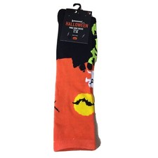 Halloween Bats Tree Yellow Moon Ghost Socks 4-10 Knee High New Tags AR194