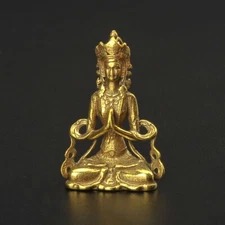 Pure Brass Buddha Key Chain Pendant Hanging Key Ring Ornament Miniature Lanyard