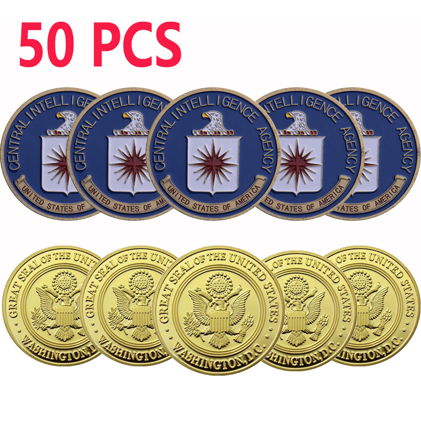50PCS USA CIA Central Intelligence Agency Great Seal Military Challenge Coin
