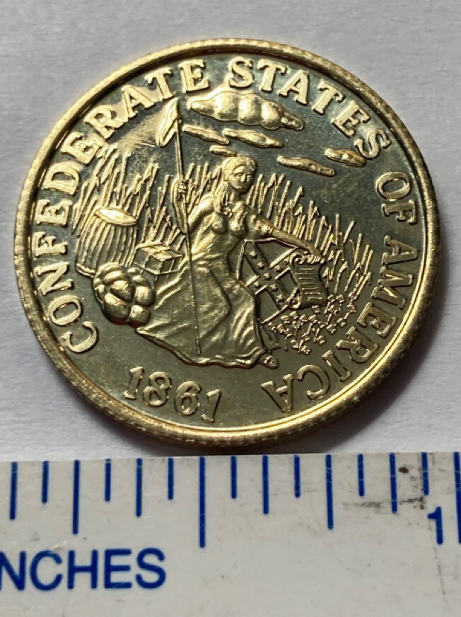 1861 CONFEDERATE STATES OF AMERICA TOKEN $5 GOLDEN CSA MEDAL CIVIL