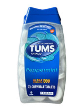 Tums Antacid Peppermint Chewable Tablets Ultra Strength 1000 72 Ct