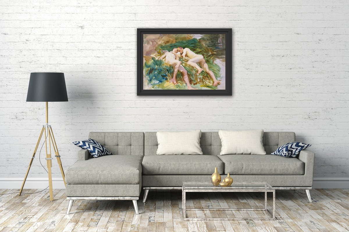 Tableau John Singer Sargent 'Tommies Baignade' - Toile/cadre, Prêt à Accrocher - Neuf
