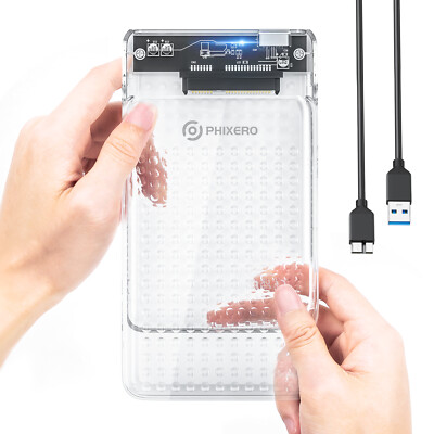 PHIXERO 2.5'' Inch External Hard Drive Case Enclosure Caddy HDD SSD USB 3.0