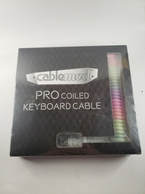 Cablemod PRO Coiled Keyboard Aviator Cable USB C Rainbow NEW SEALED 59'' / 150cm