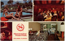 Sheraton Inn-Winter Park Orlando Florida Hotel VTG Postcard MCM Decor Bar Pool