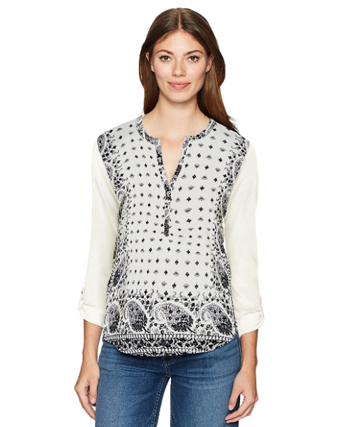 Lucky Brand Women's Printed Henley Top Multi Size S B0202 eBay