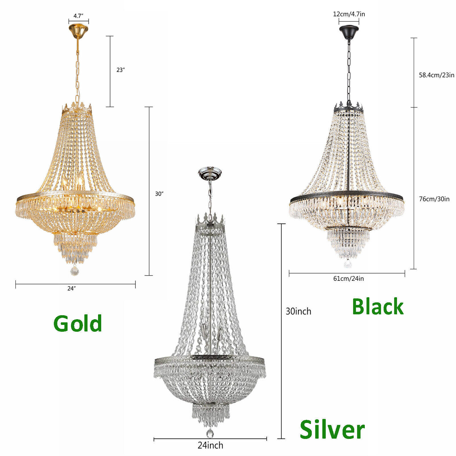 Modern French Empire Crystal Chandelier Elegant Hanging Lamp E12 Pendant Light