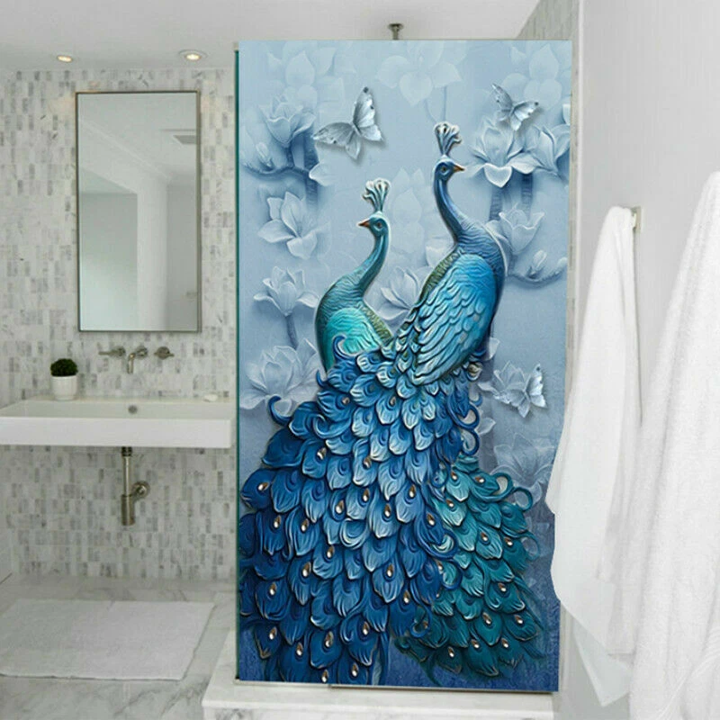 3D Pfau Statisch Haften Fenster Folie Mattiert Opak Glas Aufkleber Heim Dekor - Bild 4 von 4