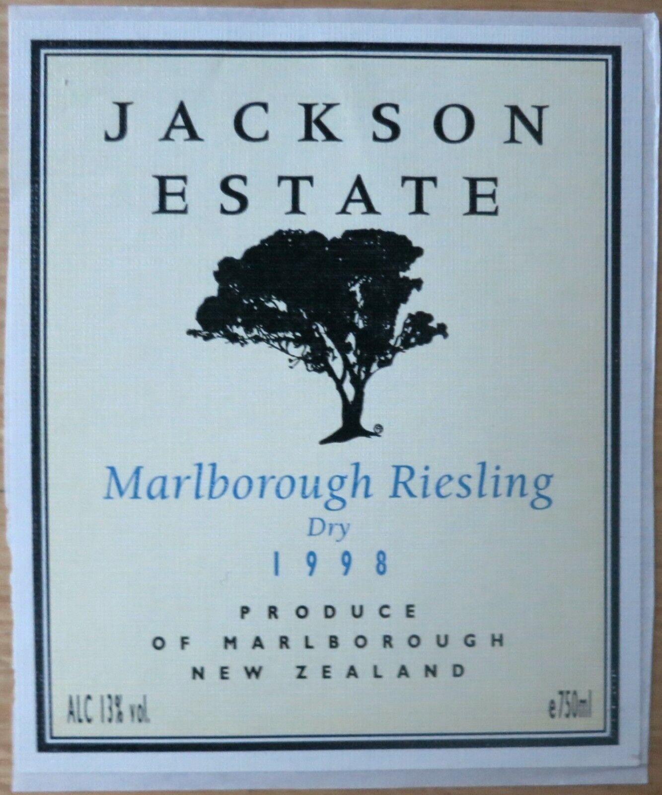 Etiquettes vin NOUVELLE ZELANDE JACKSON ESTATE Marbororough Ries