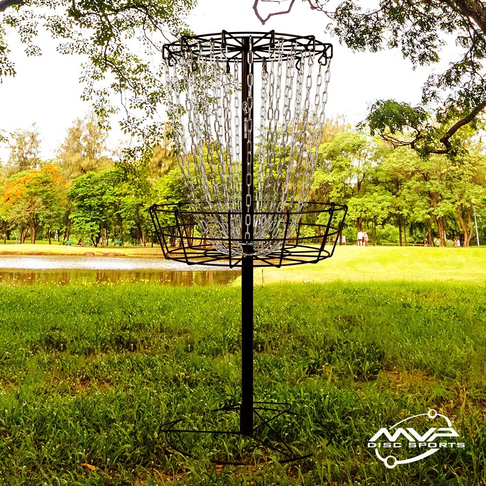 MVP Disc Sports Black Hole Practice 24-Chain Portable Disc Golf Basket Target