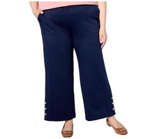 Isaac Mizrahi Live Clubhouse Scuba Wide Leg Ankle Pants Dark Navy