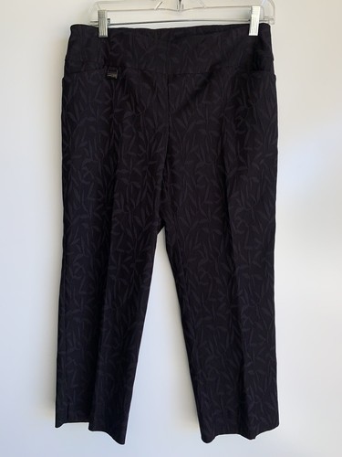 Black Leaf Print Capri Crop Pants Size 