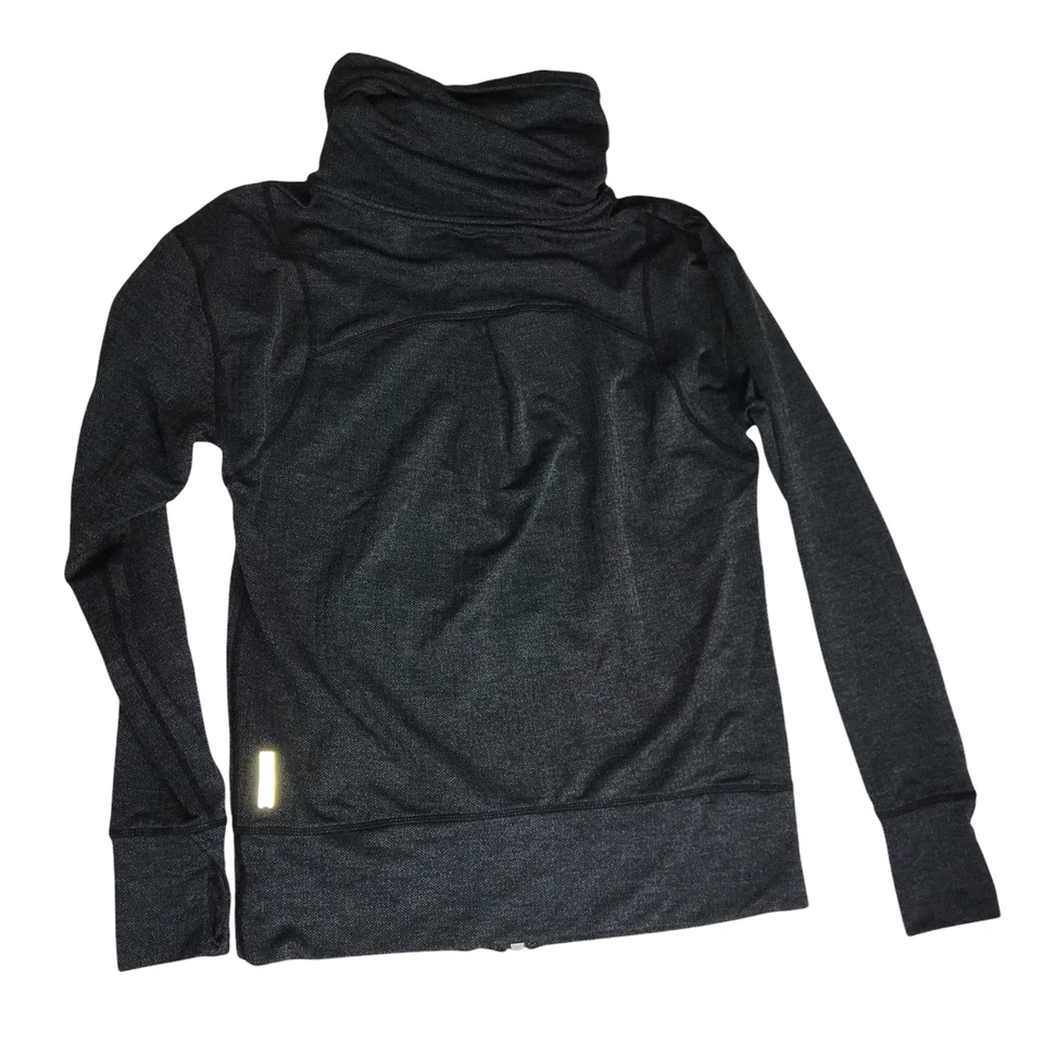 Chaqueta Atlética ZELLA Abrigo Cremallera Capucha Cuello Gris Espiga Patrón Para Mujer M Foto 4 de 4