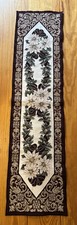 Tapestry Christmas Poinsettia Table Runner Holly Burgundy Green cream