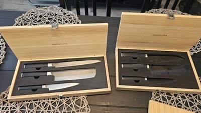 2 Kamikoto 3-Piece Japanese Knife Set w/ Wood Box & Certificate(2 SETS) 6 knives