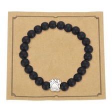 Stone Paw Bracelet,Paw Print Dog Mom Memorial Bracelet,Matte Black