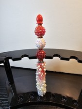 Handcrafted Rhinestone Acrylic Beaded Stylus Sparkly Bling Red