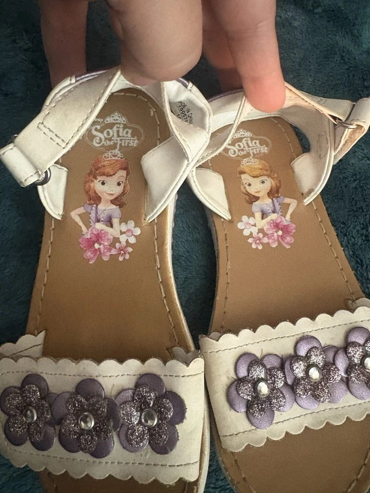 Sandalias Sofía la primera flor para niñas pequeñas - talla 10 (motivo blanco púrpura) Foto 2 de 3