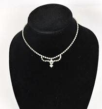 Rhinestone 15" Necklace Square Cut Elegant Vintage 1950s Romantic Fairy Princess