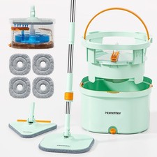 Mop and Bucket Set Spin Mop with Dual-Tank Clean/Dirty Water Separation 4...