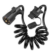 7 Pin Blade to 4 Pin Coiled Trailer Extension Cord 5FT with PU Insulation Jacket