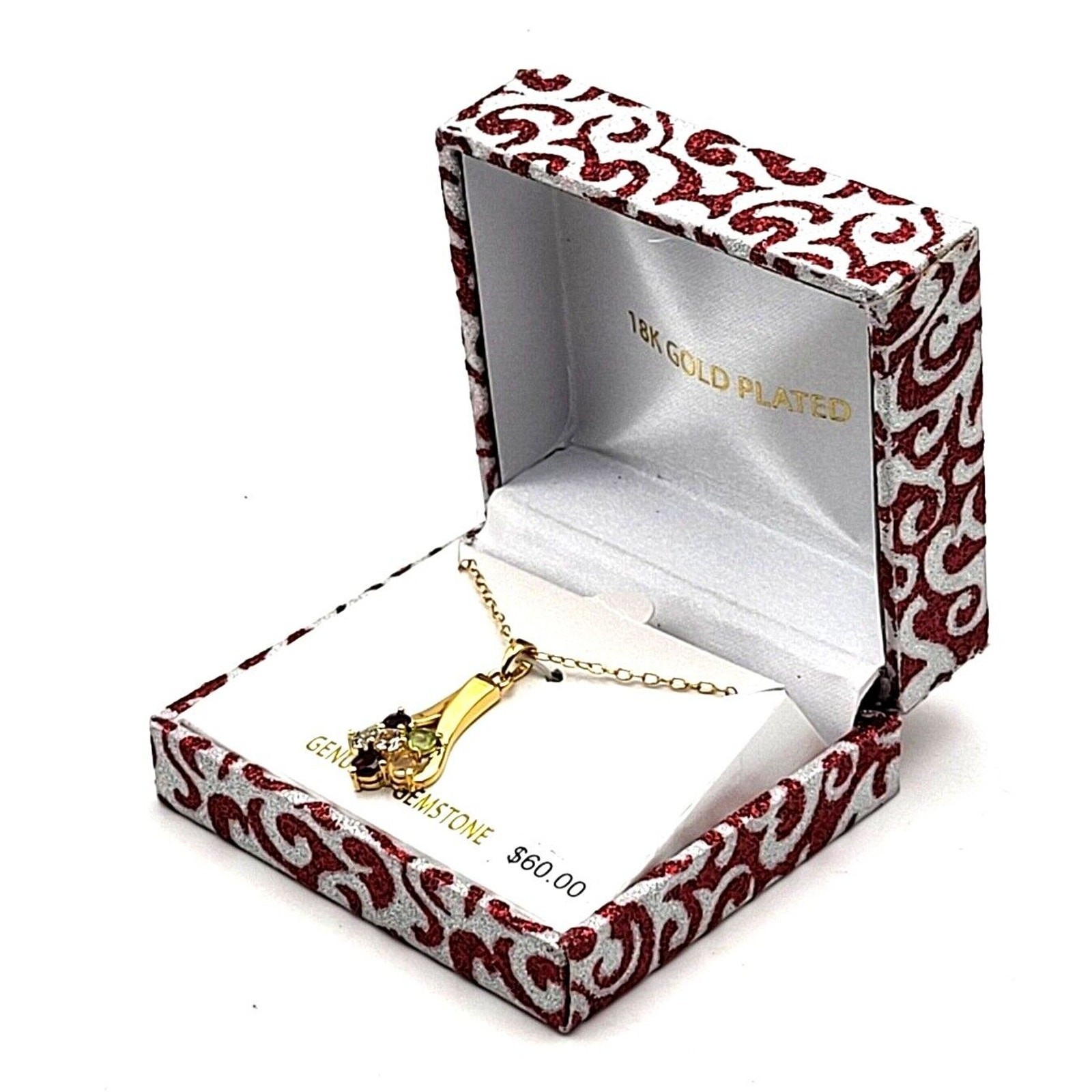 Multicolor Multi-Gemstone CLUSTER PENDANT NECKLAC… - image 3