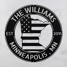 Custom Metal Minnesota Welcome Sign Personalized MN State Wall Art Us Flag