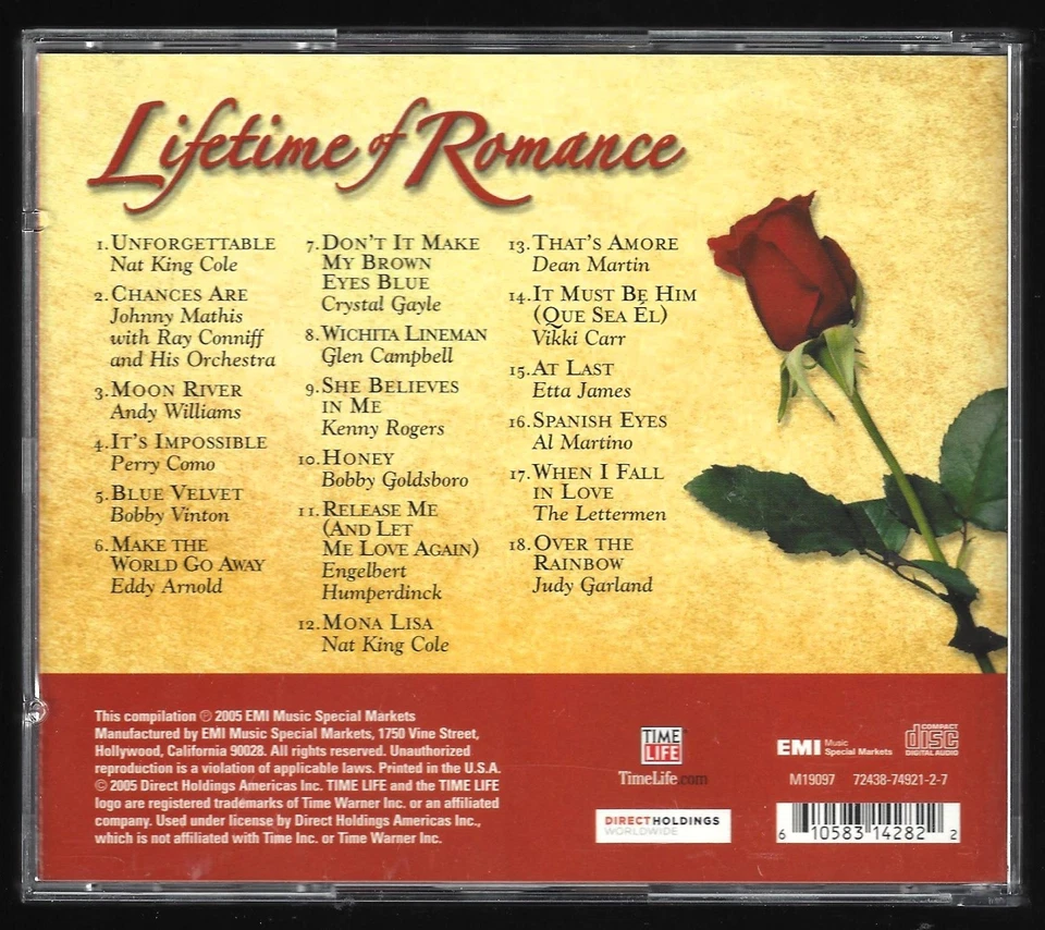 Lifetime of Romance - Various Artist (CD. 2005, EMI Music) Time Life M19097 - Image 2 of 4