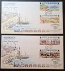 Alderney, Guernsey: Garrison Island (1st series); pair of First Day Covers (FDC)