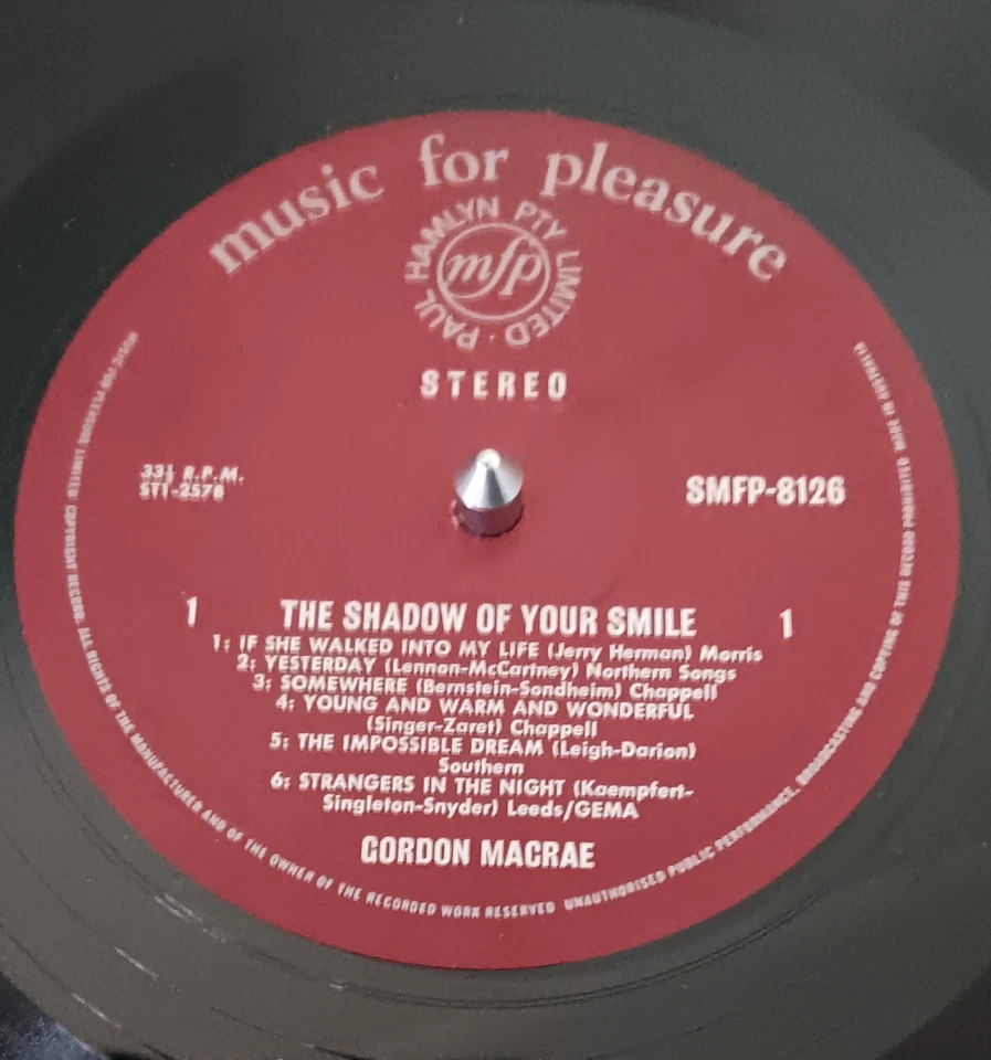 Gordon MacRae – The Shadow Of Your Smile - LP record VG+, cover VG - Image 3 of 3