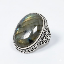 Sodalite Gemstone Band Ring Size 925 Sterling Silver