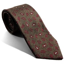 Brown Burgundy Paisley Silk Jacquard Tie Handmade in Italy