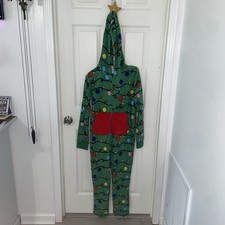 Christmas Tree PJ Pajama Outfit Costume Kids Medium 1 Piece Halloween Dress Up