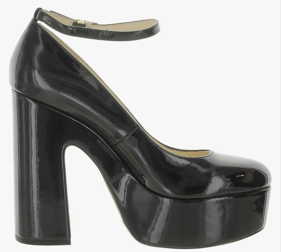 Jessica Simpson Macee Tacones Plataforma Negro Patente 8M Grueso Capricho Gótico Mary Jane Foto 4 de 4