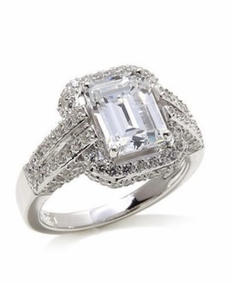 NIB Xavier Sterling Silver and CZ Art Deco Style Ring, Size 5