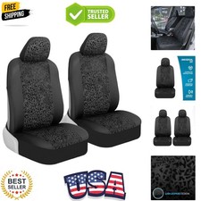 Black Leopard Car Seat Covers For Front Seats Animal Print Front Seat Cover ...
