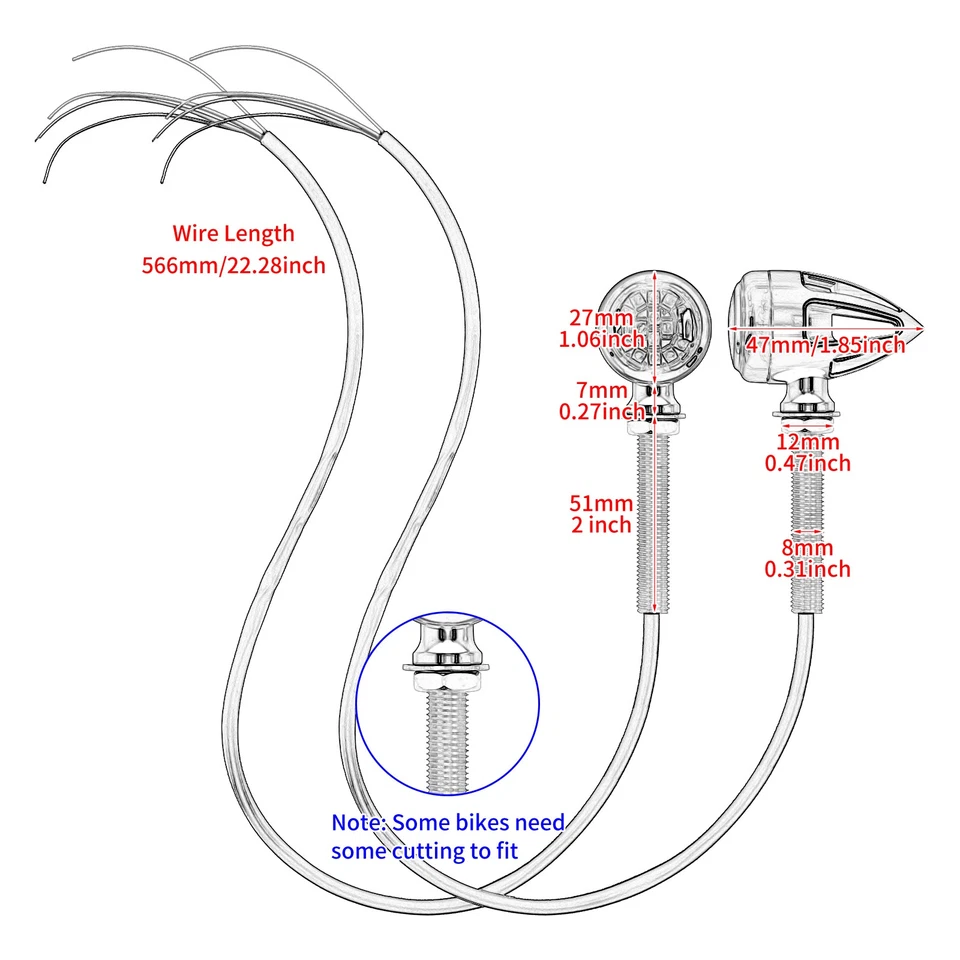Черный светодиодный мотоциклетный мини-пуля мигалка 8 мм поворотник стоп-сигнал для Harley - Изображение 3 из 4
