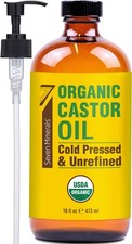 New 16 fl oz Glass Bottle Castor Oil Organic Cold Pressed Unrefined Glass Bot...