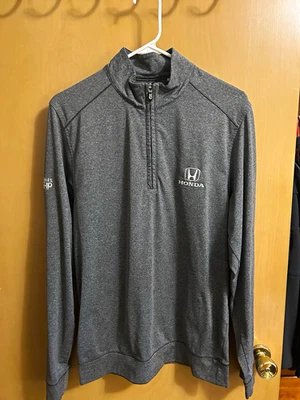 Honda Cutter & Buck CB DryTec 50+ Men’s Gray 1/4 Zip Mock Neck Logo Sweatshirt S - Photo 1/4